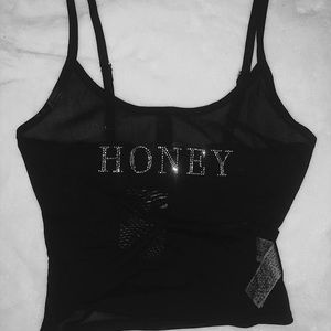 super cute “honey” mesh, see through, tank 🍯💛
